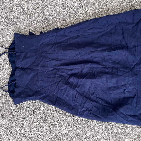 Women’s Bardot Navy Blue Dress Size 6 Linen Wrap Skirt Cutout Detail Sleeveless - Picture 9 of 10